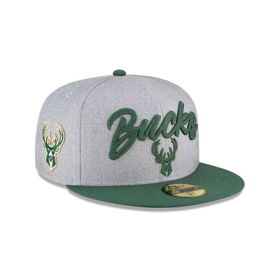 Grey Milwaukee Bucks Hat - New Era NBA NBA Draft 59FIFTY Fitted Caps USA8342690